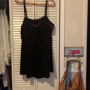 Cold shoulder burgundy velvet romper